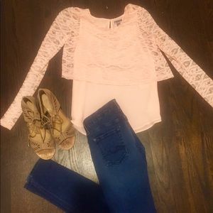 Peach lace overlay Nordstrom shirt size small